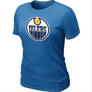 Women's NHL Edmonton Oilers Big & Tall Logo T-Shirt Light Blue
