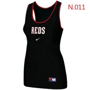 Women's Nike Cincinnati Reds Tri-Blend Racerback Stretch Tank Top Black