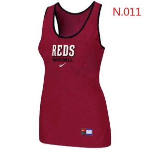 Women's Nike Cincinnati Reds Tri-Blend Racerback Stretch Tank Top Red