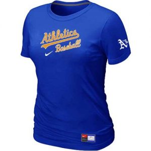Women's Oakland Athletics Nike Short Sleeve Practice MLB T-Shirts Blue