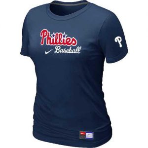 Women's Philadelphia Phillies Nike Short Sleeve Practice MLB T-Shirts Midnight Blue