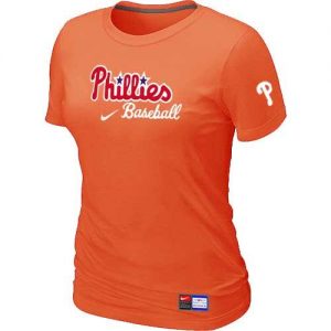 Women's Philadelphia Phillies Nike Short Sleeve Practice MLB T-Shirts Orange