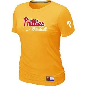 Women's Philadelphia Phillies Nike Short Sleeve Practice MLB T-Shirts Yellow