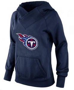 Women's Tennessee Titans Logo Pullover Hoodie Navy Blue-1