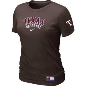 Women's Texas Rangers Nike Short Sleeve Practice MLB T-Shirts Brown