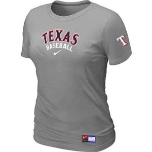 Women's Texas Rangers Nike Short Sleeve Practice MLB T-Shirts Light Grey