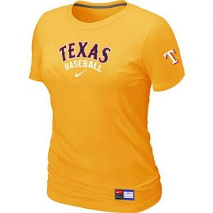 Women's Texas Rangers Nike Short Sleeve Practice MLB T-Shirts Yellow