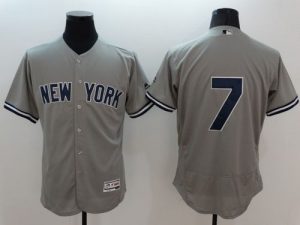Yankees #7 Mickey Mantle Grey Flexbase Authentic Collection Stitched MLB Jersey