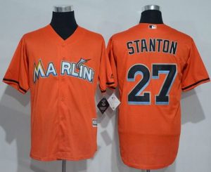 marlins #27 Giancarlo Stanton Orange New Cool Base Stitched MLB Jersey