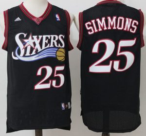 76ers #25 Ben Simmons Black Throwback Stitched NBA Jersey