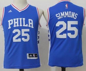 76ers #25 Ben Simmons Blue Stitched Youth NBA Jersey