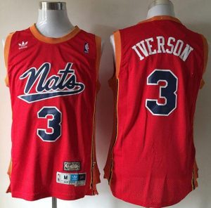 76ers #3 Allen Iverson Nats Throwback Red Stitched NBA Jersey