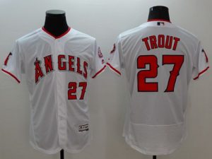 Angels of Anaheim #27 Mike Trout White Flexbase Authentic Collection Stitched MLB Jersey