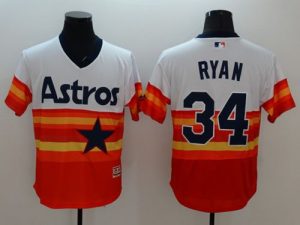 Astros #34 Nolan Ryan White Orange Flexbase Authentic Collection Cooperstown Stitched MLB Jersey