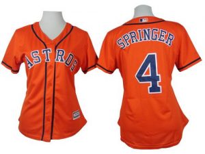 Astros #4 George Springer Orange Alternate Women's Stitched MLB Jersey