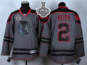 Blackhawks #2 Duncan Keith Charcoal Cross Check Fashion 2015 Stanley Cup Stitched NHL Jersey