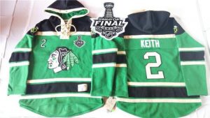 Blackhawks #2 Duncan Keith Green St. Patrick's Day McNary Lace Hoodie 2015 Stanley Cup Stitched NHL Jersey