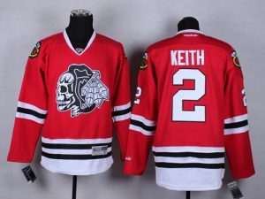 Blackhawks #2 Duncan Keith Red(White Skull) Stitched NHL Jersey