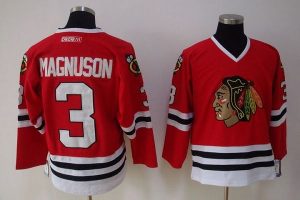 Blackhawks #3 Keith Magnuson Embroidered Red NHL Jersey