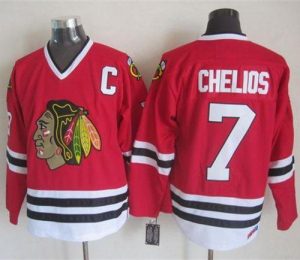 Blackhawks #7 Chris Chelios Red CCM Throwback Stitched NHL Jersey