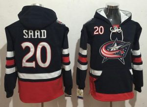 Blue Jackets #20 Brandon Saad Navy Blue Name & Number Pullover NHL Hoodie
