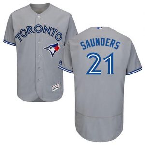 Blue Jays #21 Michael Saunders Grey Flexbase Authentic Collection Stitched MLB Jersey