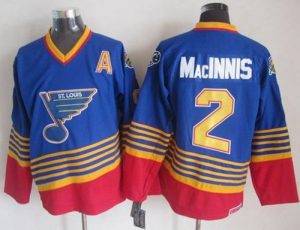 Blues #2 Al MacInnis Light Blue Red CCM Throwback Stitched NHL Jersey