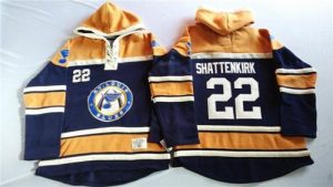 Blues #22 Kevin Shattenkirk Navy Blue Gold Sawyer Hooded Sweatshirt Stitched NHL Jersey