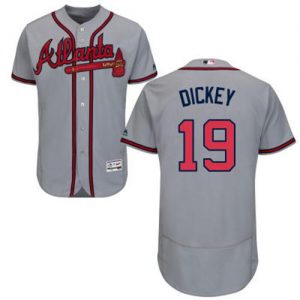 Braves #19 R.A. Dickey Grey Flexbase Authentic Collection Stitched MLB Jersey
