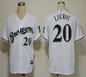 Brewers #20 Jonathan Lucroy White Cool Base Stitched MLB Jersey