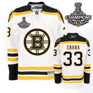 Bruins 2011 Stanley Cup Champions Patch #33 Zdeno Chara White Embroidered NHL Jersey