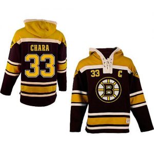 Bruins #33 Zdeno Chara Black Sawyer Hooded Sweatshirt Embroidered NHL Jersey