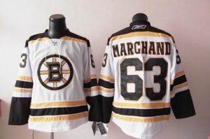 Bruins #63 Brad Marchand White Embroidered NHL Jersey