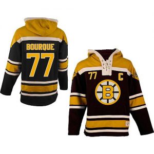Bruins #77 Ray Bourque Black Sawyer Hooded Sweatshirt Embroidered NHL Jersey