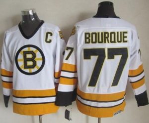 Bruins #77 Ray Bourque White Yellow CCM Throwback Stitched NHL Jersey