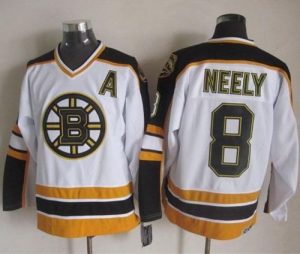 Bruins #8 Cam Neely White Black CCM Throwback Stitched NHL Jersey