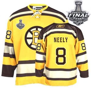 Bruins Stanley Cup Finals Patch #8 Cam Neely Embroidered Winter Classic Yellow NHL Jersey