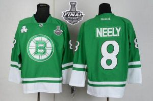 Bruins Stanley Cup Finals Patch #8 Cam Neely Green St Patty's Day Embroidered NHL Jersey