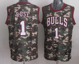 Bulls #1 Derrick Rose Camo Stealth Collection Stitched NBA Jersey