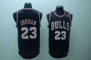 Bulls #23 Michael Jordan Stitched Black White Number NBA Jersey