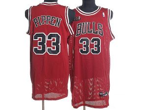 Bulls #33 Scottie Pippen Stitched Red Champion Patch NBA Jersey