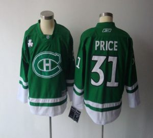Canadiens #31 Carey Price Green St. Patty's Day Embroidered Youth NHL Jersey