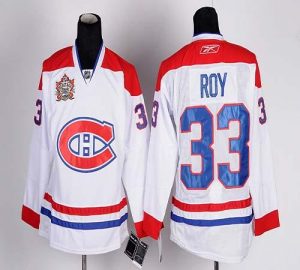 Canadiens #33 Patrick Roy White Heritage Classic Style Embroidered NHL Jersey