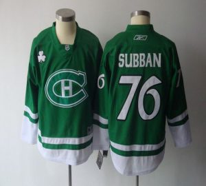 Canadiens #76 P.K. Subban Green St. Patty's Day Embroidered Youth NHL Jersey