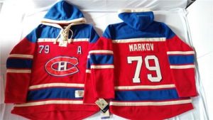 Canadiens #79 Andrei Markov Red Sawyer Hooded Sweatshirt Stitched NHL Jersey