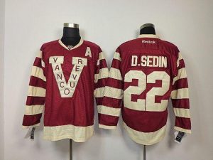 Canucks #22 Daniel Sedin Red Embroidered NHL Jersey