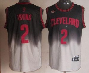 Cavaliers #2 Kyrie Irving Black Grey Fadeaway Fashion Embroidered NBA Jersey