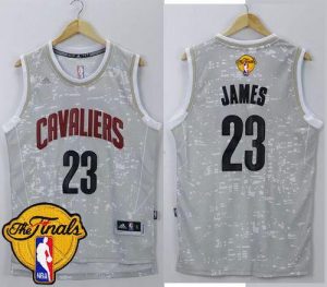 Cavaliers #23 LeBron James Grey City Light The Finals Patch Stitched NBA Jersey