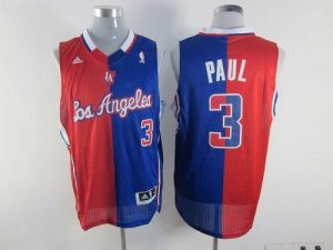 Clippers #3 Chris Paul Red Blue Split Fashion Embroidered NBA Jersey