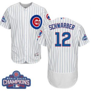 Cubs #12 Kyle Schwarber White Flexbase Authentic Collection 2016 World Series Champions Stitched MLB Jersey